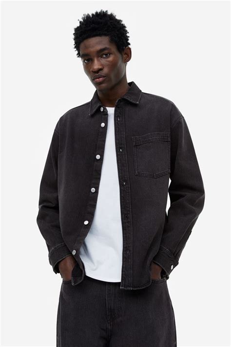 m&s men's black denim overshirt.